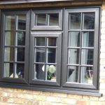 black aluminium sash windows, 4 pane georgian style triple glazed unit