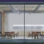 commercial panoramic WINODWS LOOKING IN TO AN OFFICE AREA