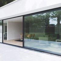 Aluminium sliding doors and windows with black frames